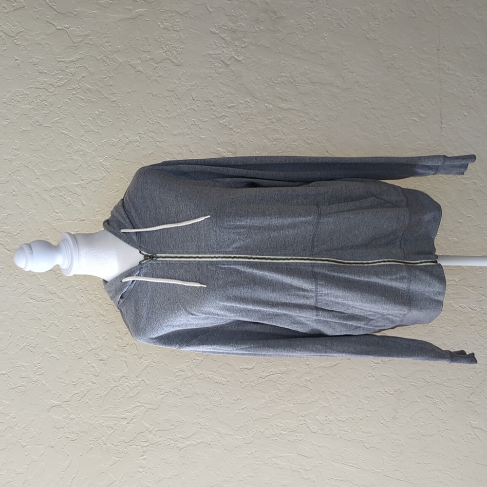 Old Navy Heather Gray Full Zip Lightweight Drawstring Hoodie Size Medium